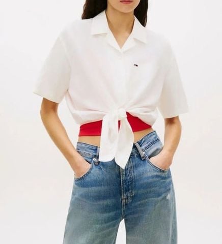 Tommy Hilfiger - Áo Sơ Mi Nữ TH Tie Front Linen Shirt