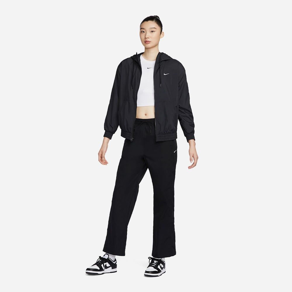 Nike - Áo khoác thể thao Nữ Women's Sportswear Classic Wovens Loose Uv Protection Hooded Jacket - Black