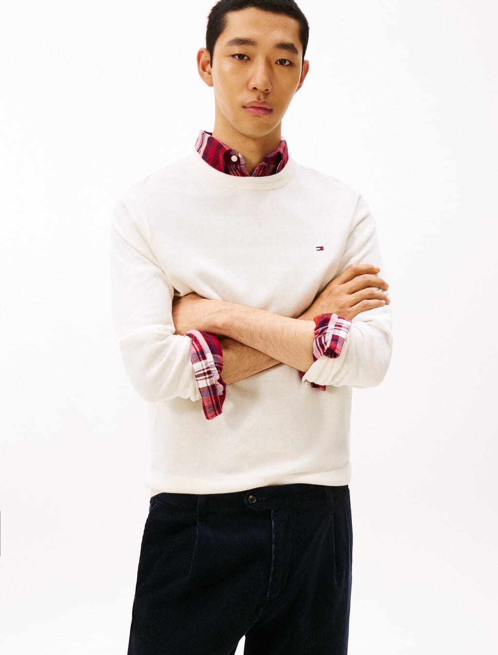 Tommy Hilfiger - Áo len tay dài nam Cotton Silk Cashmere Crew Neck