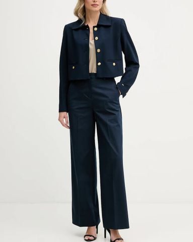 Tommy Hilfiger - Quần tây Dài Nữ Cotton Wide Leg Women's Fabric Trousers Blue Pant - 4