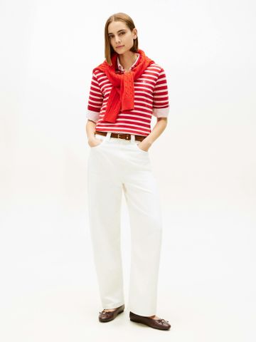 Tommy Hilfiger - Áo Thun Có Cổ Nữ Tommy Hilfiger Script Lyocell Zip Short Sleeve Polo