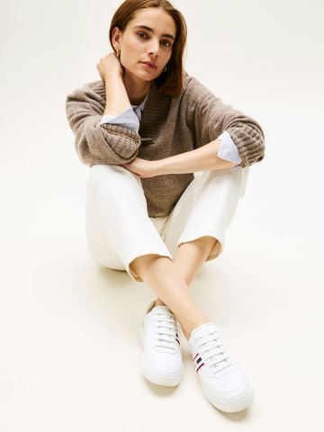 Tommy Hilfiger - Giày nữ Webbing Stripe Leather Cupsole Trainers