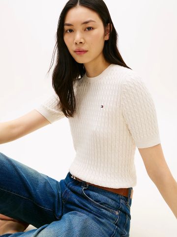 Tommy Hilfiger - Áo Sweater Nữ Cable Knit Short Sleeve Jumper