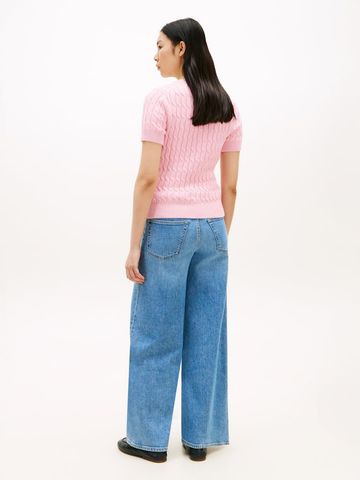 Tommy Hilfiger - Áo Sweater Nữ Cable Knit Slim Short Sleeve Jumper - 2