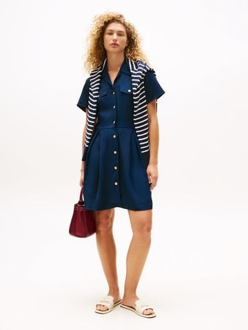 Tommy Hilfiger - Đầm nữ Gold-Tone Button Mini Shirt Dress - 2
