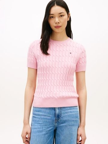 Tommy Hilfiger - Áo Sweater Nữ Cable Knit Slim Short Sleeve Jumper