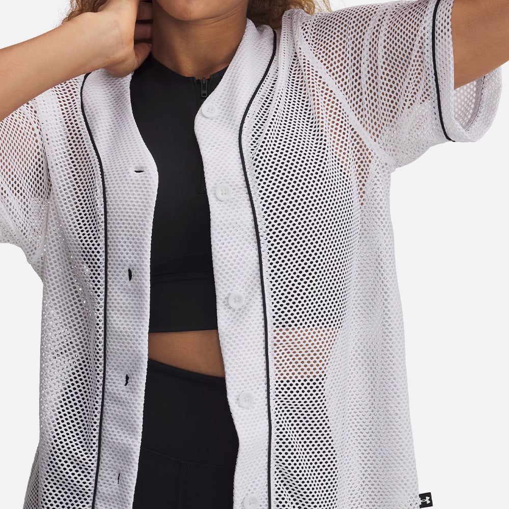 Under Armour - Áo sơ mi thể thao nữ Sportswear Baseball Jersey Lifestyle