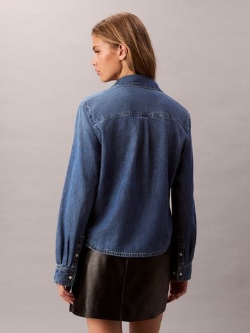 Calvin Klein - Áo sơ mi jean nữ Denim Cropped Button-Down Shirt