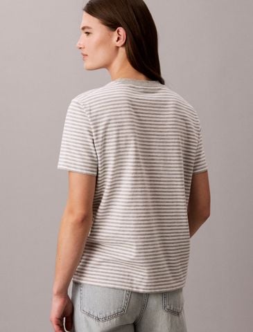 Calvin Klein - Áo Thun Tay Ngắn Nữ Classic Stripe Logo Print Tee