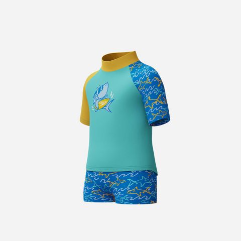 Speedo - Đồ bơi bikini bé trai Digital Short Sleeve Set Blue Two Piece