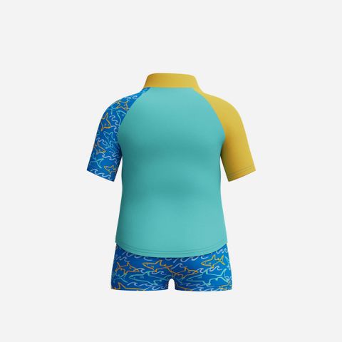 Speedo - Đồ bơi bikini bé trai Digital Short Sleeve Set Blue Two Piece - 3