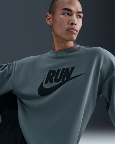 Nike - Áo nỉ tay dài thể thao Nam Nike Men's Dri-FIT Fleece Running Crew
