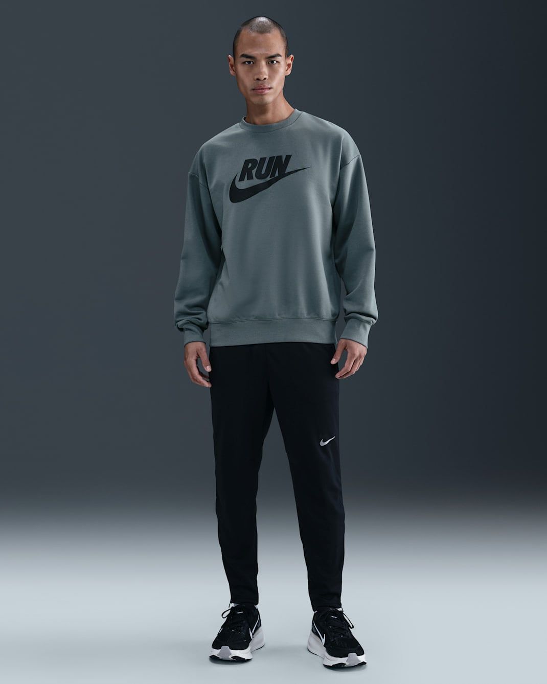 Nike - Áo nỉ tay dài thể thao Nam Nike Men's Dri-FIT Fleece Running Crew