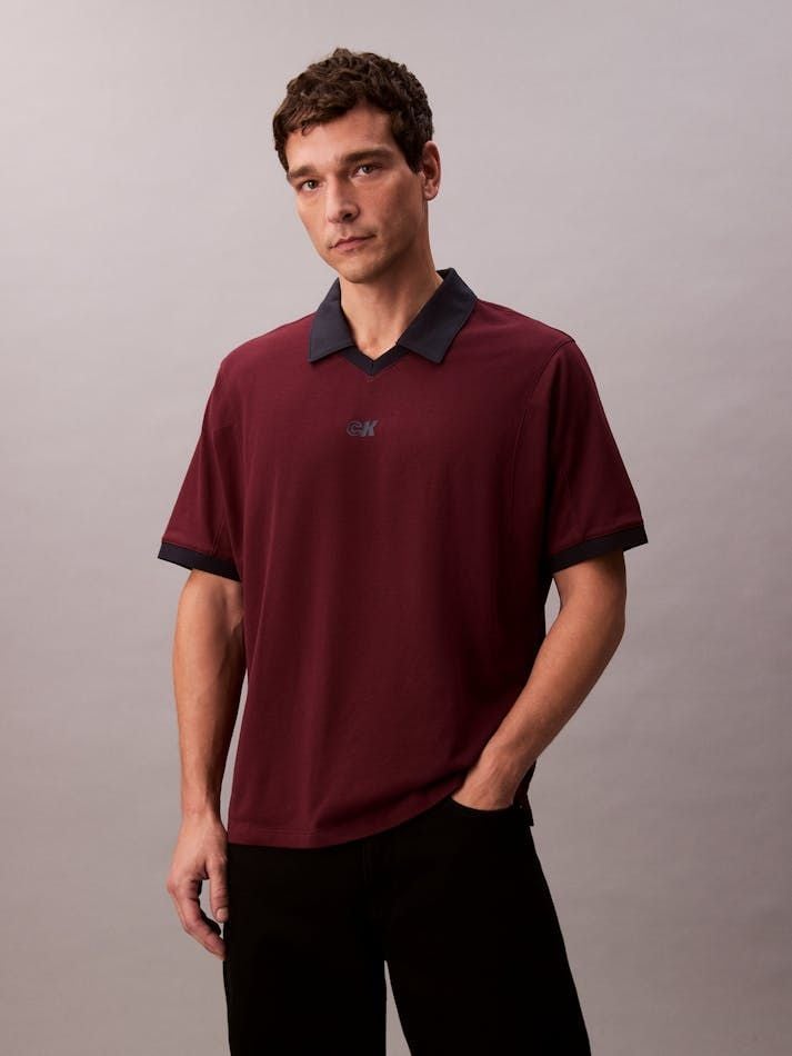 Calvin Klein - Áo polo tay ngán nam Sport Monogram Logo Classic Polo Shirt