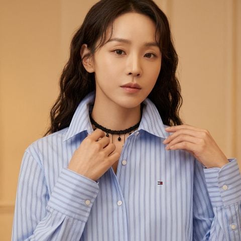Tommy Hilfiger - Áo sơ mi tay dài nữ Asia Fit Essential Poplin Shirt