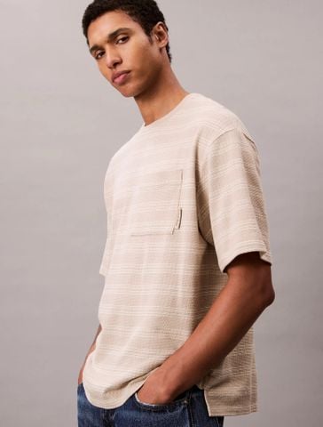 Calvin Klein - Áo thun dệt kim nam Stripe Jacquard Relaxed T-Shirt - 4