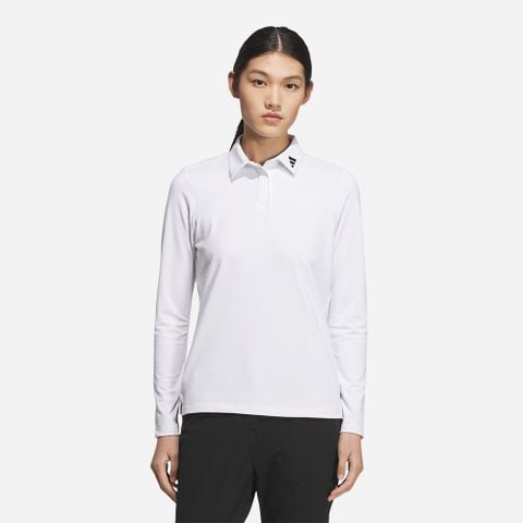 adidas - Áo thun có cổ đánh gôn Nữ Women's Adidas Ultimate365 Jacquard Long Sleeve Golf Polo - White