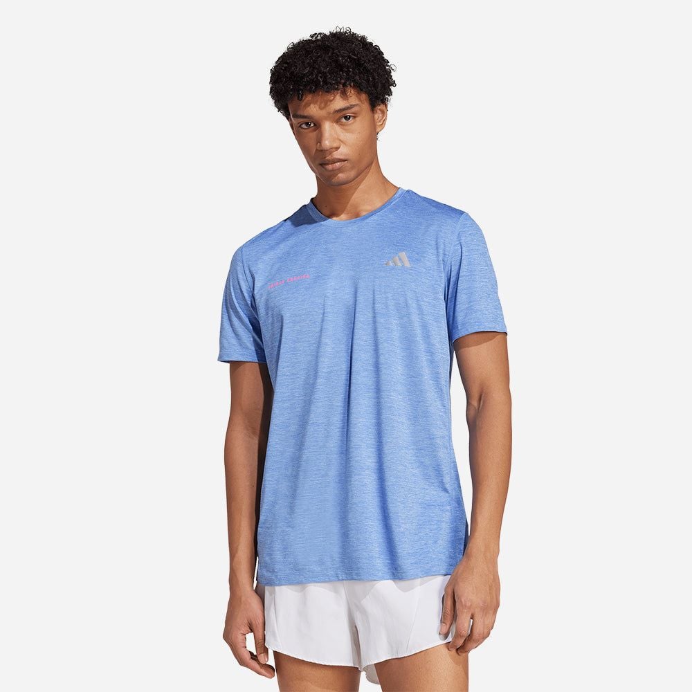 adidas - Áo thun chạy bộ Nam Men's Adidas Own The Run Melange T-Shirt - Blue