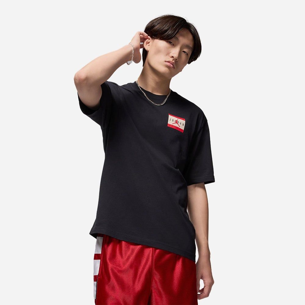 Nike - Áo thun bóng rổ Nam Men's Nike Jordan Brand Authentic Short Sleeve Crew T-Shirt - Black