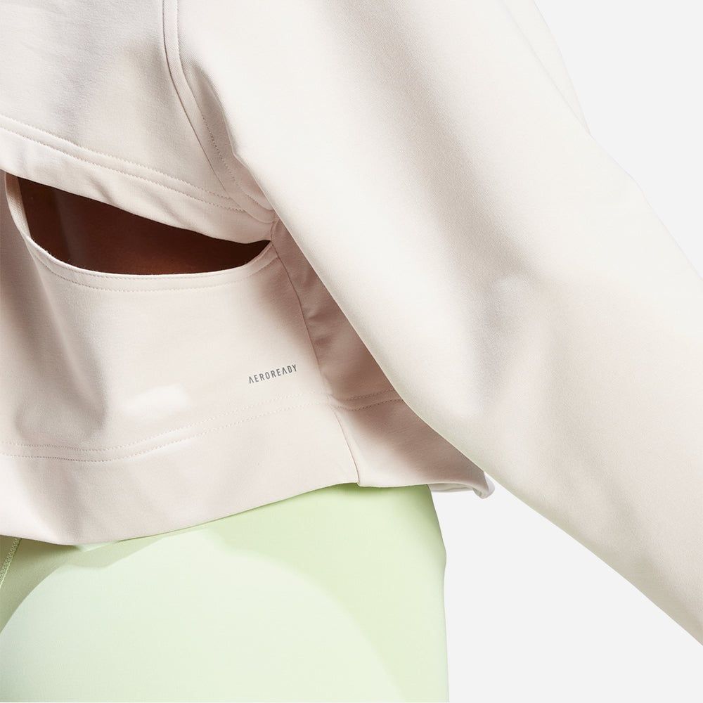 adidas - Áo thể thao tay dài Nữ Women's Adidas Power Cover Up Sweatshirt - Beige