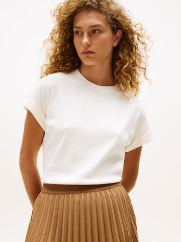 Tommy Hilfiger - Áo thun tay ngắn nữ Gold Button Crew Neck T-Shirt