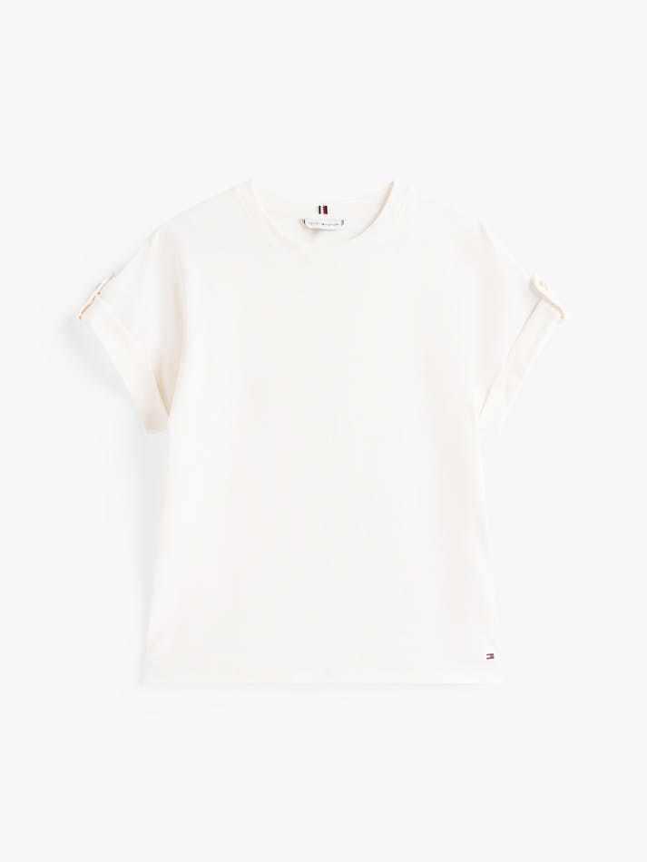 Tommy Hilfiger - Áo thun tay ngắn nữ Gold Button Crew Neck T-Shirt