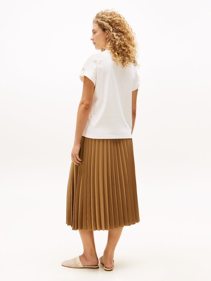 Tommy Hilfiger - Áo thun tay ngắn nữ Gold Button Crew Neck T-Shirt