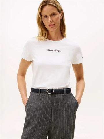 Tommy Hilfiger - Áo thun tay ngắn nữ Textured Logo T-Shirt - 3