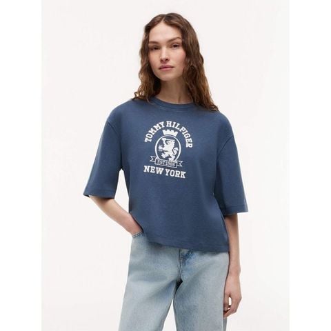 Tommy Hilfiger - Áo Thun Tay Ngắn Nữ Crest Embroidery Relaxed Washed Jersey T-Shirt