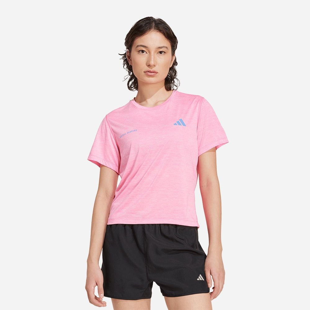 adidas - Áo thun chạy bộ Nữ Women's Adidas Own The Run Melange T-Shirt - Pink