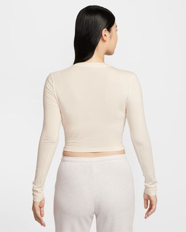 Nike - Áo tay dài thể thao Nữ Chill Knit Women's Slim Long-Sleeve Cropped Top