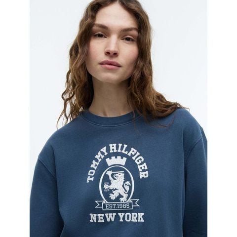 Tommy Hilfiger - Áo Thun Tay Ngắn Nữ Crest Embroidery Relaxed Washed Jersey T-Shirt - 4
