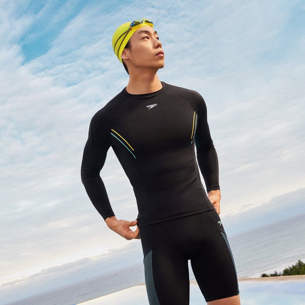 Speedo - Áo bơi chuyên dụng nam Hero 2025 Long Sleeve Rashguard Top Am Swimming