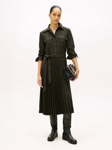 Tommy Hilfiger - Đầm nữ Pleated Relaxed Midi Shirt Dress