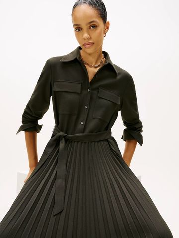 Tommy Hilfiger - Đầm nữ Pleated Relaxed Midi Shirt Dress