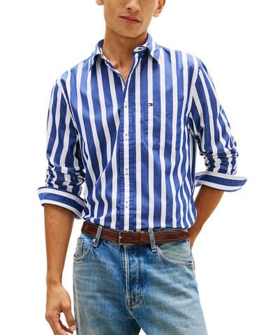 Tommy Hilfiger - Áo sơ mi tay dài nam Flex Poplin Bold Stripe Shirt