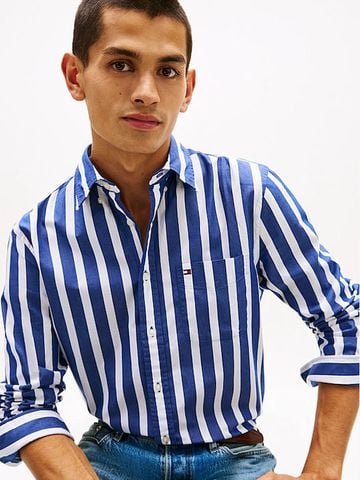 Tommy Hilfiger - Áo sơ mi tay dài nam Flex Poplin Bold Stripe Shirt