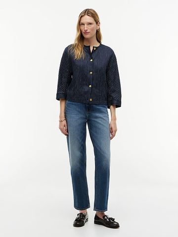 Tommy Hilfiger - Áo Kiểu Nữ Relaxed Gold-Tone Button Pinstripe Blouse