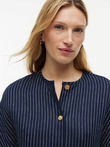 Tommy Hilfiger - Áo Kiểu Nữ Relaxed Gold-Tone Button Pinstripe Blouse - 3