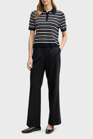 Tommy Hilfiger - Áo Thun Có Cổ Nữ Merino Silk Short Sleeve Polo Neck Sweater