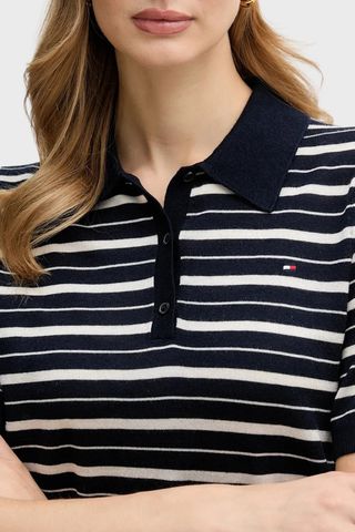 Tommy Hilfiger - Áo Thun Có Cổ Nữ Merino Silk Short Sleeve Polo Neck Sweater