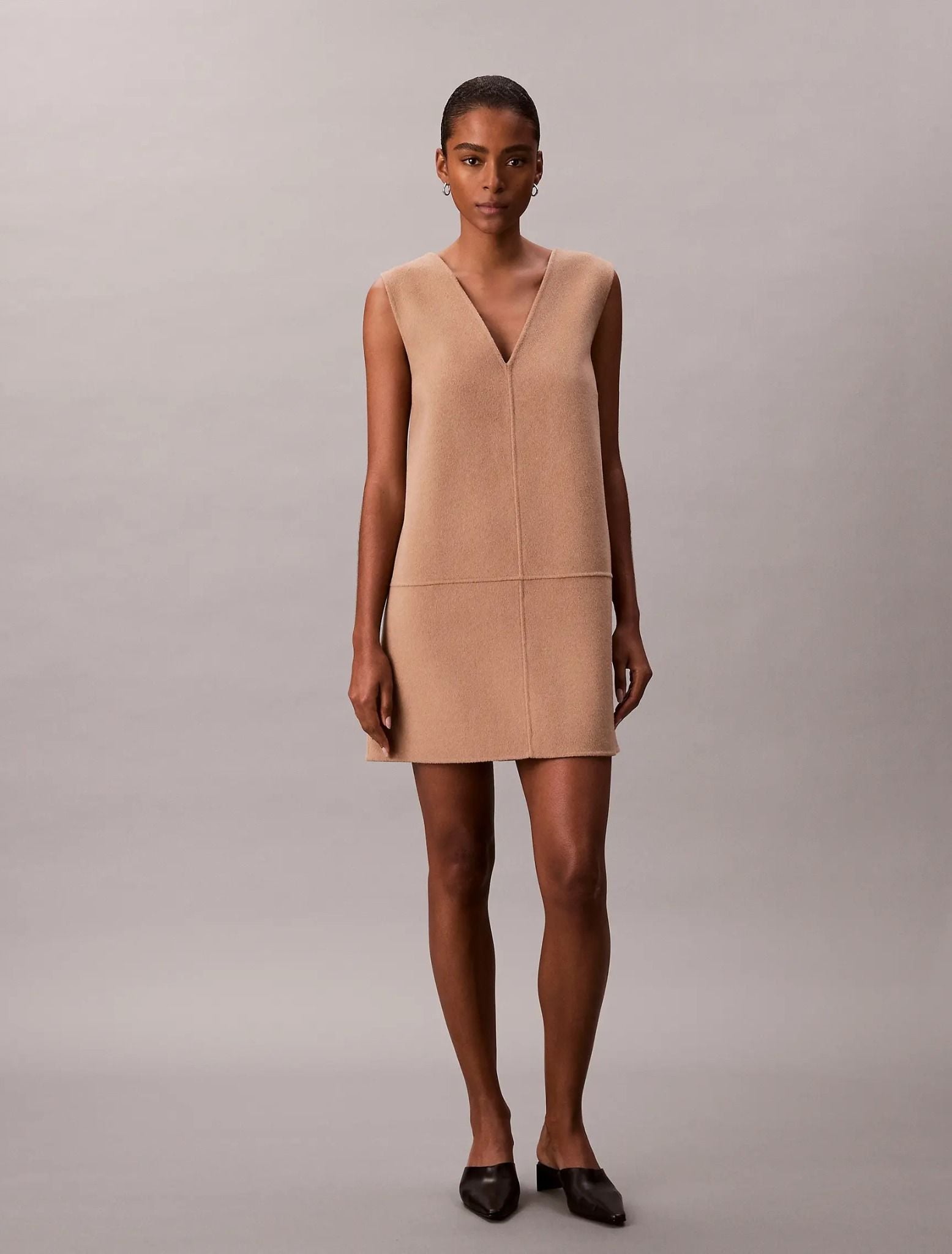 Calvin Klein - Đầm len nữ Doubleface V-Neck Mini Shift