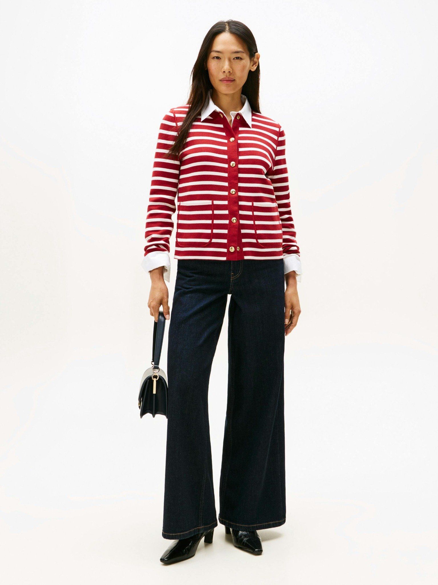 Tommy Hilfiger - Áo khoác len mỏng tay dài nữ Reversible Jersey Cardigan