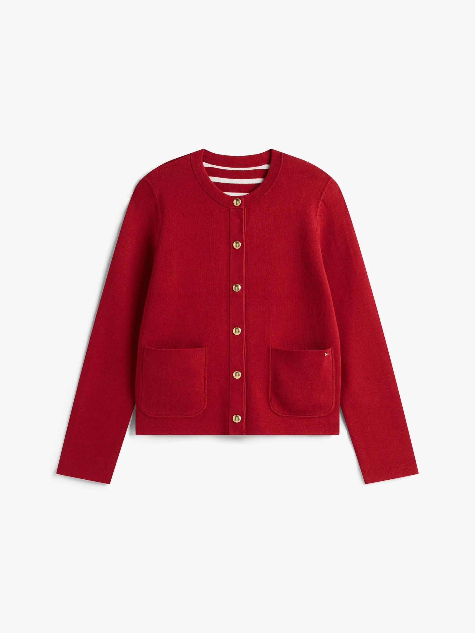 Tommy Hilfiger - Áo khoác len mỏng tay dài nữ Reversible Jersey Cardigan