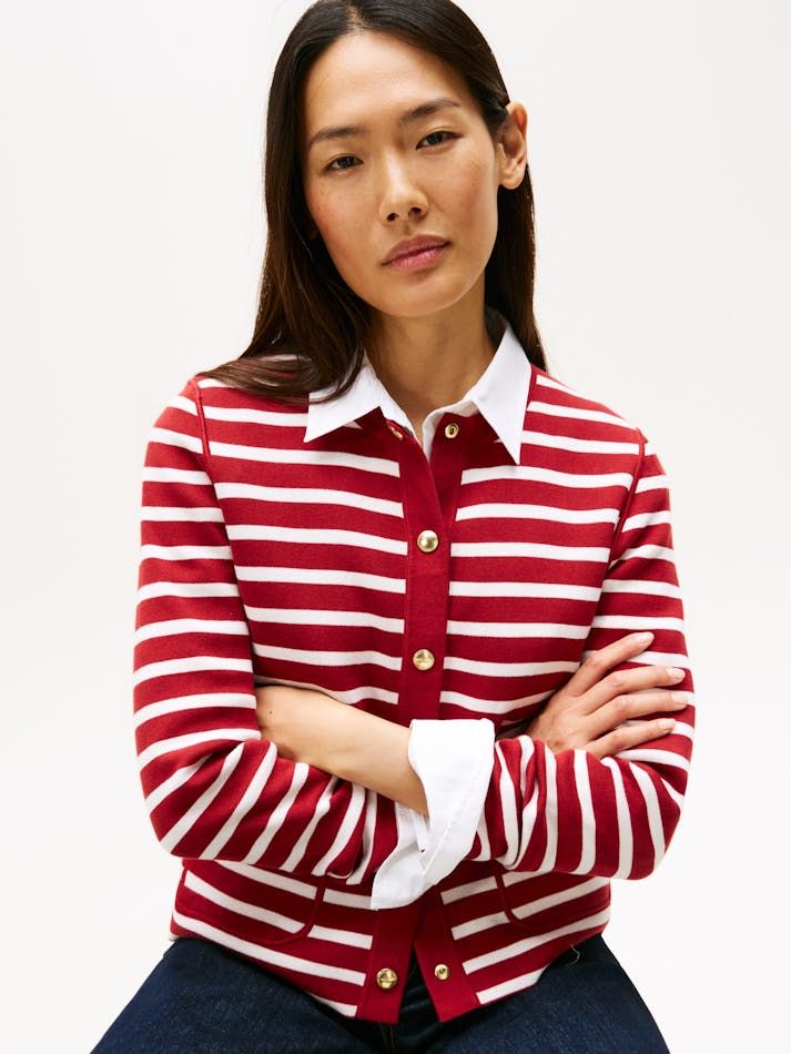 Tommy Hilfiger - Áo khoác len mỏng tay dài nữ Reversible Jersey Cardigan