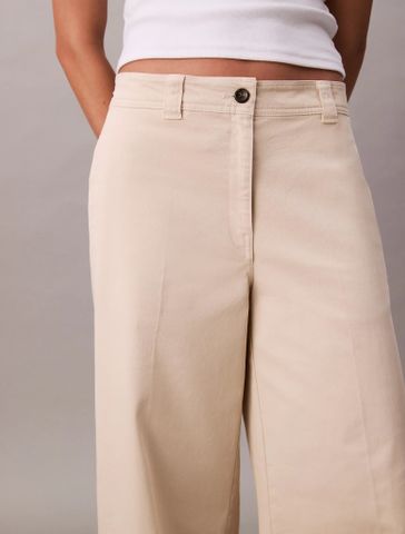 Calvin Klein - Quần dài ống rộng nữ CK Premium Cotton Chino Pant - 2
