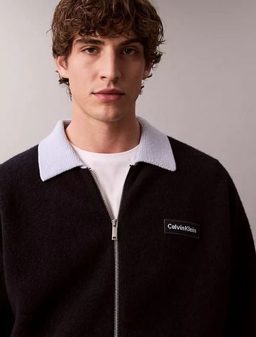 Calvin Klein - Áo khoác len nam Merino Wool Blend Contrast Collar Jacket - 2