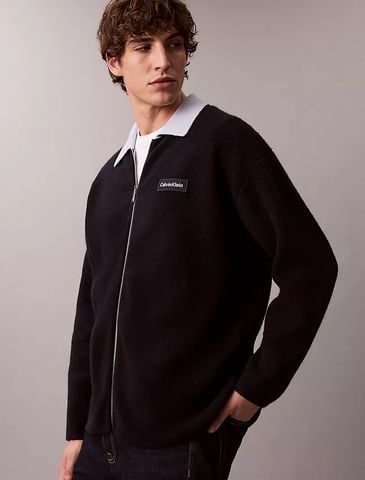 Calvin Klein - Áo khoác len nam Merino Wool Blend Contrast Collar Jacket - 3