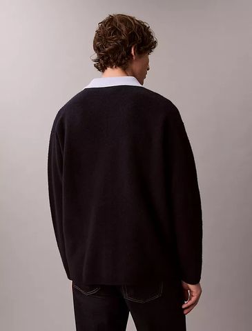 Calvin Klein - Áo khoác len nam Merino Wool Blend Contrast Collar Jacket - 4