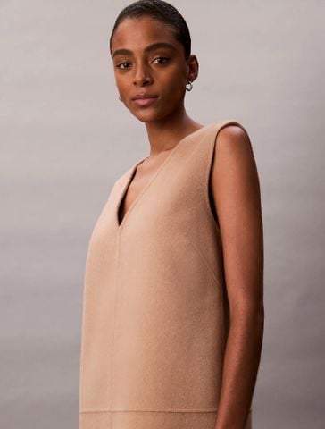 Calvin Klein - Đầm len nữ Doubleface V-Neck Mini Shift